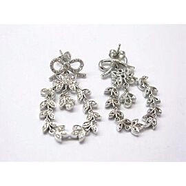 Vera Wang 18Kt White Gold Diamond Ribbon Drop Earrings 1.20CT