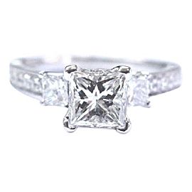 Scott Kay Princess Cut NATURAL Diamond 3-Stone Engagement White Gold Ring 1.80Ct