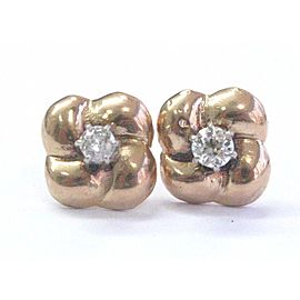 Fine Old European Cut Diamond Rose Gold Stud Earrings 14Kt .40CT