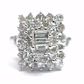Fine Emerald & Round Cut Diamond White Gold Cluster Jewelry Ring 1.60CT