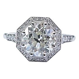 Platinum NATURAL Old European Diamond Casablanca Halo Engagement Ring