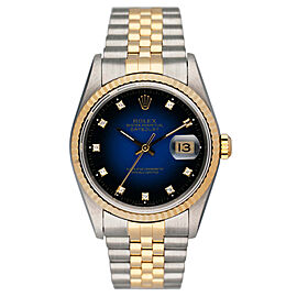 Rolex Datejust 16233 Blue Vignette Diamond Dial Mens Watch