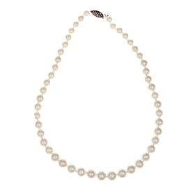 Estate Freshwater Cultured Pearl Necklace 18 Inches 14k White Gold 8.5-9.5mm