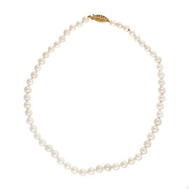 Estate 1940 6.5mm Cream White Japanese Cultured Pearl 16 Inch Necklace
