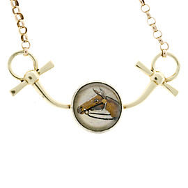 14K Yellow Gold with Quartz Horse Necklace