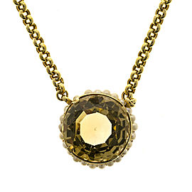 14K Yellow Gold with 11.00ct Citrine & Pearl Pendant Necklace
