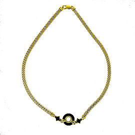 14K Yellow Gold with Onyx & Chrysoprase Chain Necklace