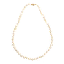 Estate 8mm Chinese Cultured Pearl 18 Inch Light Cream Color Necklace 14k