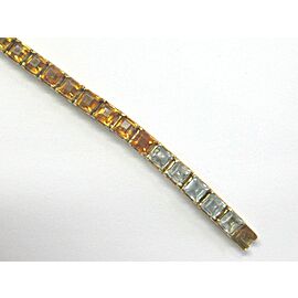 Asscher Cut Multi Color Sapphire Tennis Bracelet 18Kt Yellow Gold 11.80Ct 7"