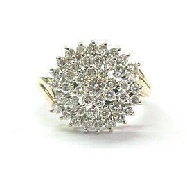 Round Diamond Cluster Ring 14Kt Yellow Gold 1.00Ct