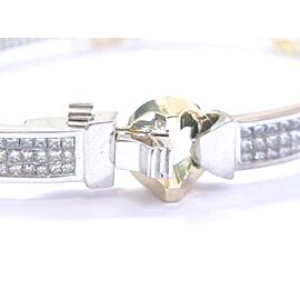 Princess Cut NATURAL Diamond TWO-Tone SOLID Gold Bracelet
