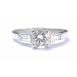 Platinum Round & Baguette 3-Stone NATURAL Diamond Engagement Ring