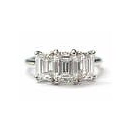 Tiffany & Co Emerald Cut Diamond Three Stone Diamond Engagement Ring