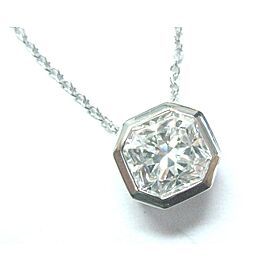 Tiffany & Co Platinum Lucida Diamond Bezel Set Pendant Necklace