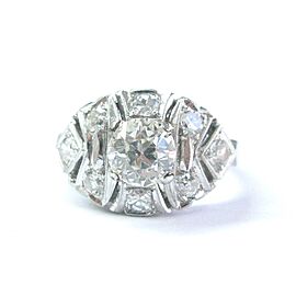 Vintage Old European NATURAL Diamond Solitaire W Accent Engagement Ring 1.56Ct