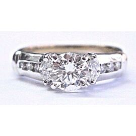 Round & Marquise Diamond Engagement Ring Two Tone H-VS2 IGI 1.30Ct SIZEABLE 14KT
