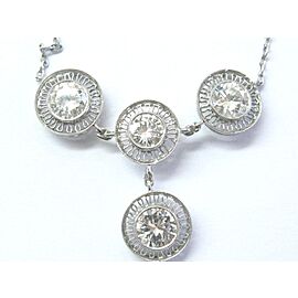 Platinum Vintage Round Cut NATURAL Diamond 4-Stone Necklace