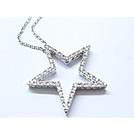 Fine Star Diamond Pendant & Chain White Gold 14Kt .25CT 18"