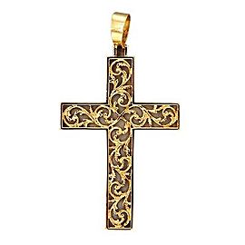 18k Yellow Gold Vintage Filigree Cross Pendant