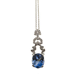 Platinum & 6.65ct Periwinkle Blue Ceylon Sapphire & 0.20ct. Diamond Necklace