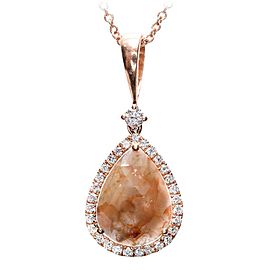 14K Yellow and Rose Gold Pink Brown 2.15ct Diamond Slice Pendant Necklace