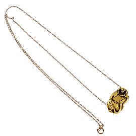 Art Nouveau 14K Yellow and Rose Gold 0.02ct Diamond Pendant Necklace