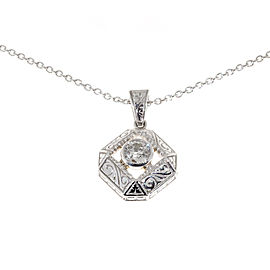 Art Deco Platinum & Diamond Pendant Chain Necklace