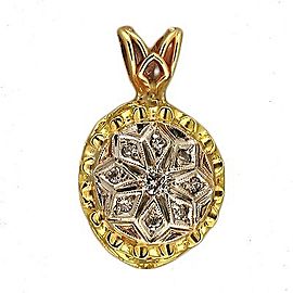 Vintage 1950s Pierced Scroll Design 14k Round Diamond Pendant White Gold Top