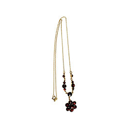 10K Yellow Gold Rose Cut Garnet Pendant Necklace