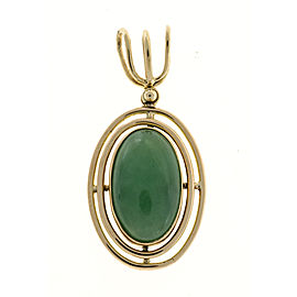 Vintage 14K Rose Gold Wire Frame Oval Jadeite Jade Pendant