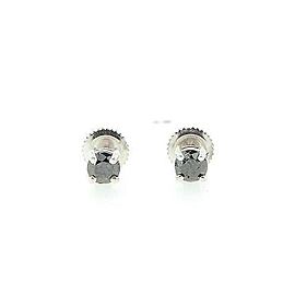 10K White Gold with 0.75ct Black Diamond Solitaire Stud Earrings
