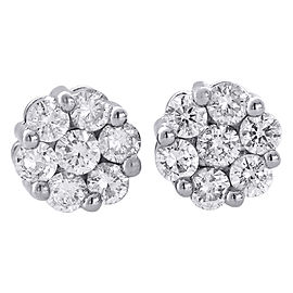 14K White Gold with 2.00ct Round Diamond Flower Stud Prong Earrings