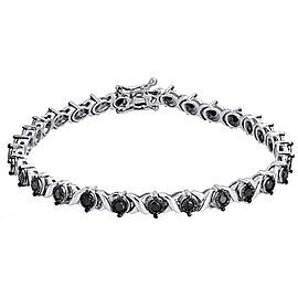 925 Sterling Silver 1.01ct Black Diamond 'X' Style Tennis Bracelet