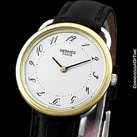 HERMES ARCEAU Midsize Unisex 18K Gold Plated & SS Steel Watch