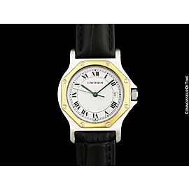 Cartier Santos Octagon Mens SS Steel & 18K Gold Watch