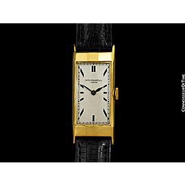 PATEK PHILIPPE Long Vintage Mens 18K Gold Art Deco Dial Watch
