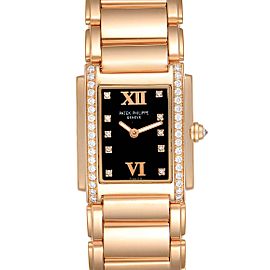 Patek Philippe Twenty-4 Rose Gold Black Dial Diamond Watch