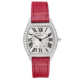 Cartier Tortue 18k White Gold Diamond Ladies Watch