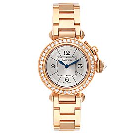 Cartier Pasha Rose Gold Silver Dial Diamond Ladies Watch
