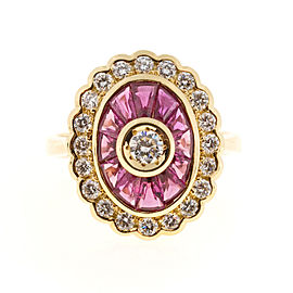 18K Yellow Gold with 0.60ct Diamond & 1.10ct Ruby Ring Size 6.75