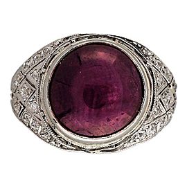 Vintage Antique Art Deco Platinum with 5.85ct Natural Star Ruby Engagement Ring Size 4.5