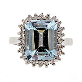 14k White Gold 3.00ct Natural Aqua Diamond Vintage Ring Size 6