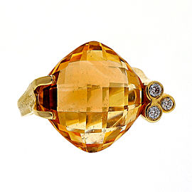 Estate 8.00ct Orange Yellow Citrine Diamond 14k Yellow Gold Ring
