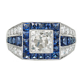 Platinum 1.73ct Diamond & Sapphire Ring Size 6.75