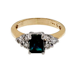 14K White & Yellow Gold 0.90ct Emerald & 0.40ct Diamond Ring Size 6.5