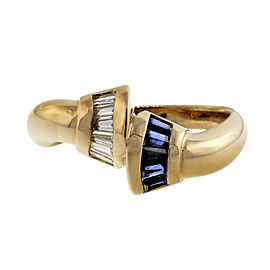 14K Yellow Gold 0.14ct Blue Sapphire & 0.15ct Diamond Ring Size 6.25