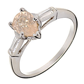 18K White Gold Sapphire Diamond Engagement Ring Size 6