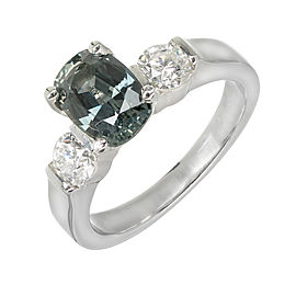 Platinum with Sapphire & Diamond Engagement Ring Size 6.5
