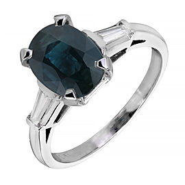 Platinum Diamond & 3.01ct Sapphire Ring Size 6.5