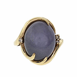 Purple Natural Jadeite Jade Ring 14k Gold Swirl Diamond GIA